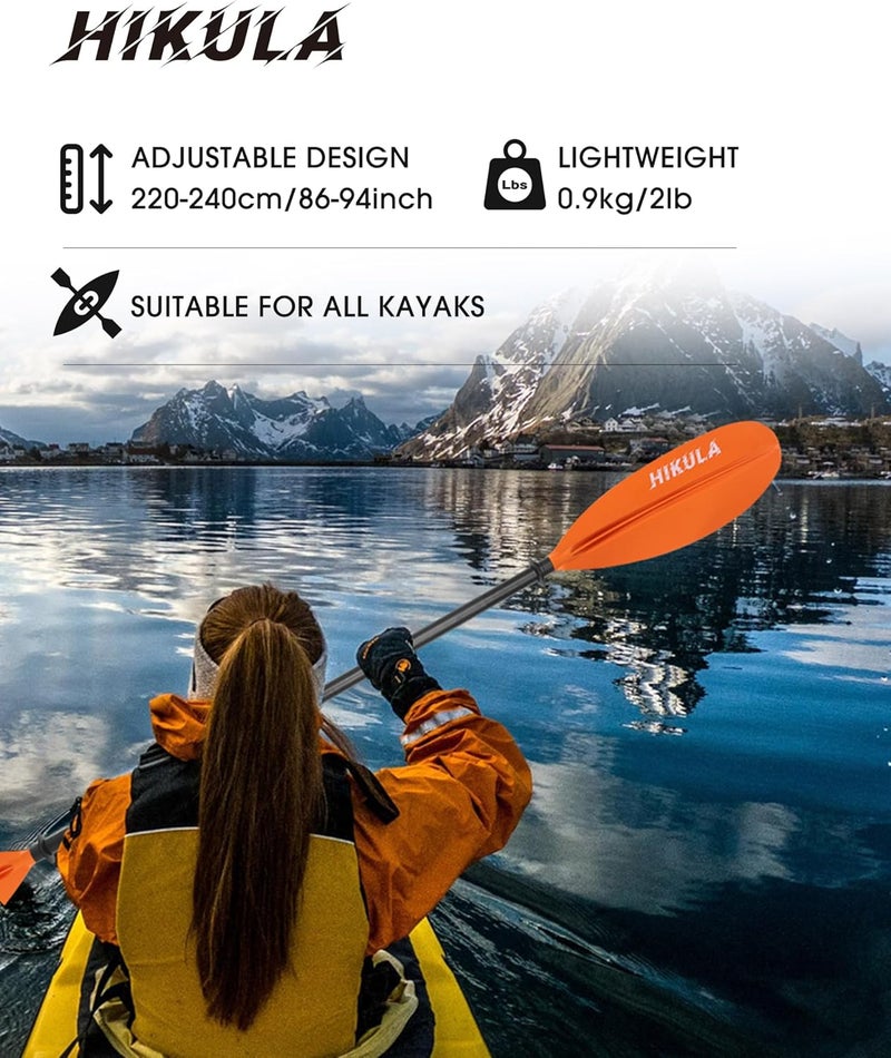 HIKULA Kayak Paddles Aluminum Shaft Paddle with Nylon Blades, Floating Adjustable Kayaking Oars, 3 Piece, 220-240cm/86-94 Inches,Black/Rose/Teal - Image 4